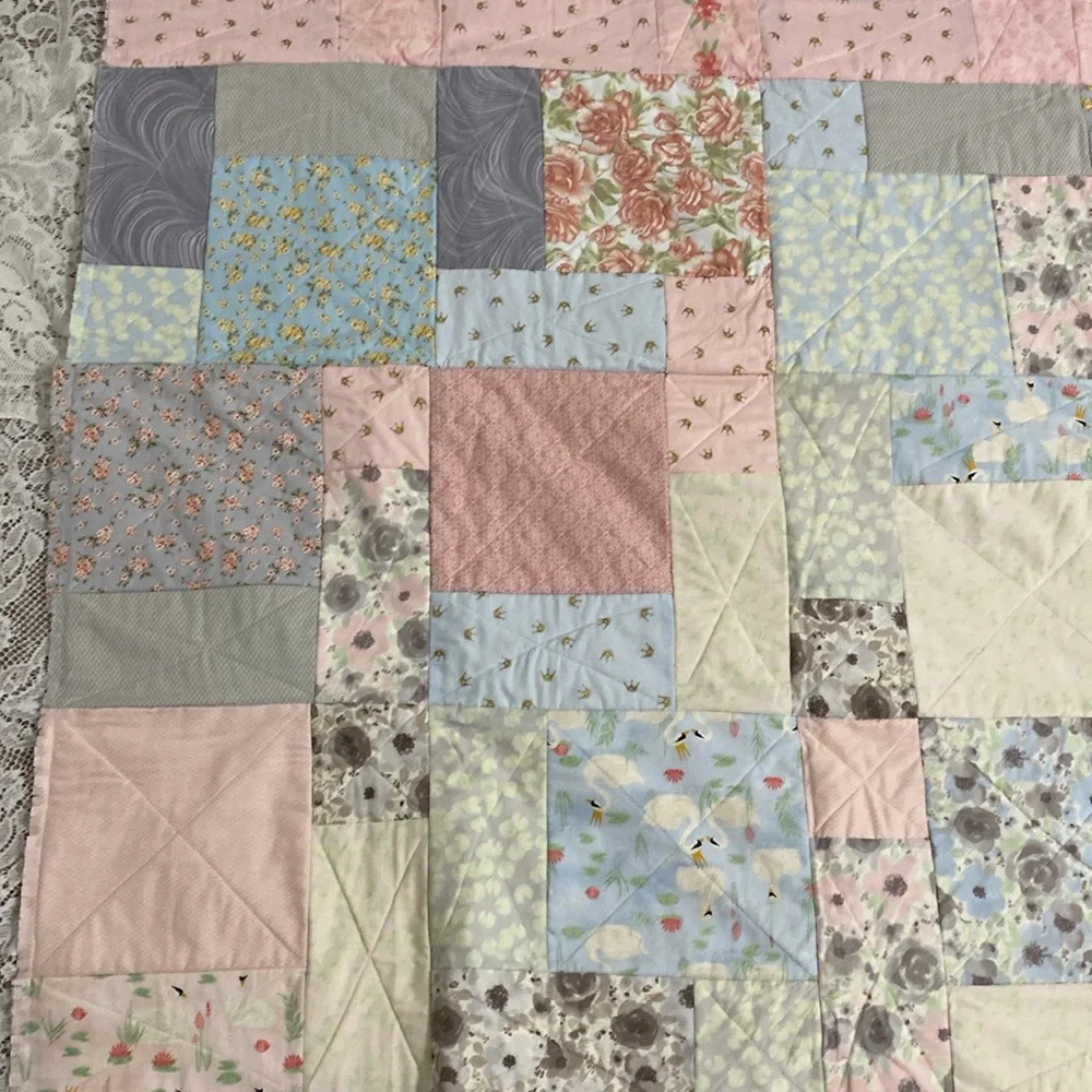 Brand New Baby Quilt with Girly Princess Motifs